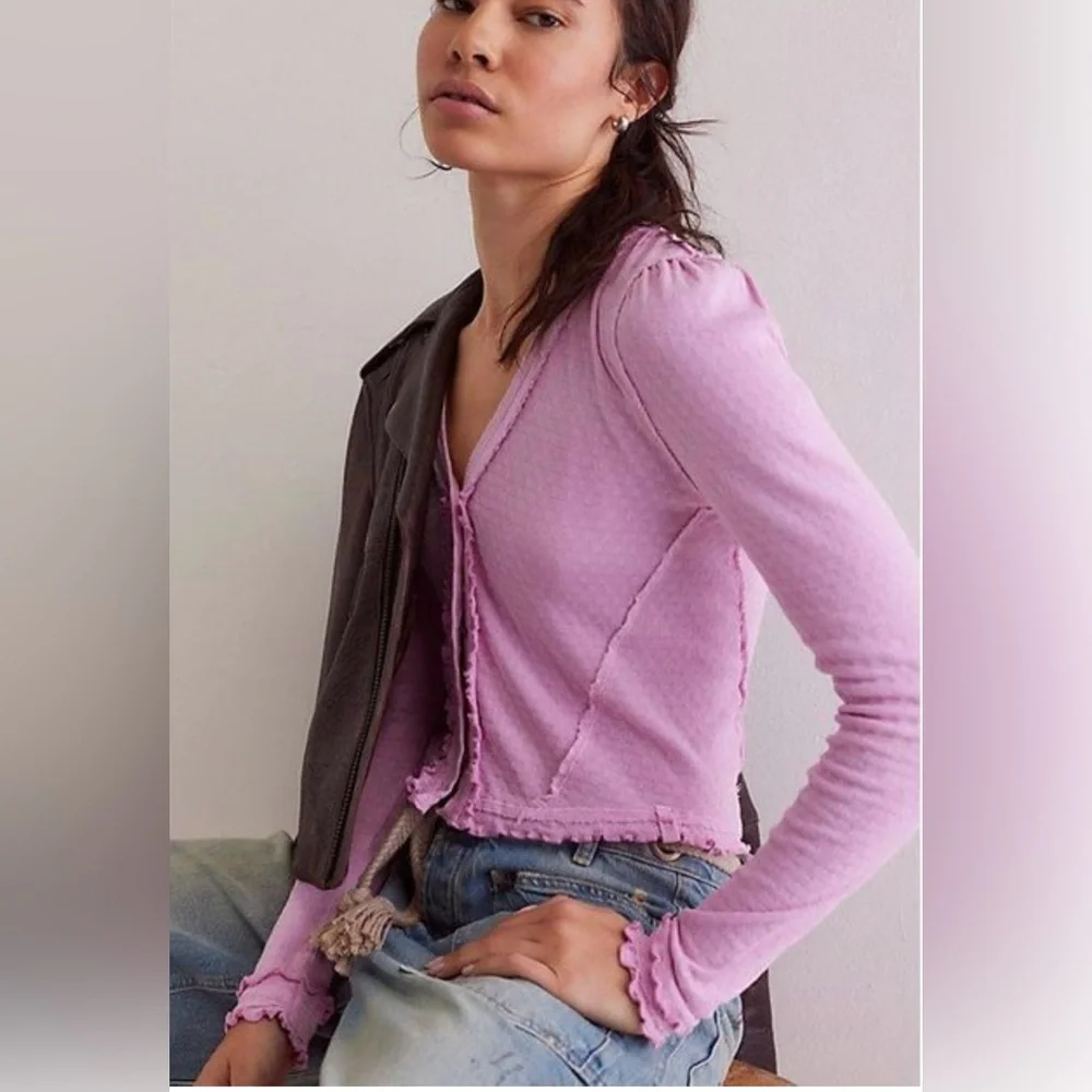 Free People/We the Free Winnie Cardi in Sweet Lilac Size L. NWT